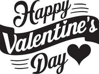 happy valentines day lettering banner poster template vector concept on white background