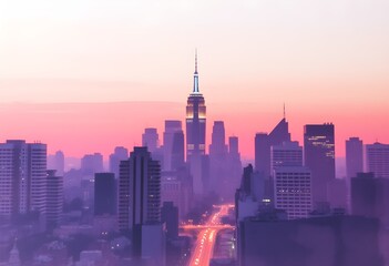 Fototapeta premium Soft Pastel Skyline at Dusk