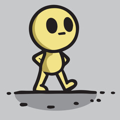 Charming cartoon character walking with a cheerful expression. Vibrant colors and dynamic pose make it perfect for animations, kids&rsquo; projects, or playful designs. 