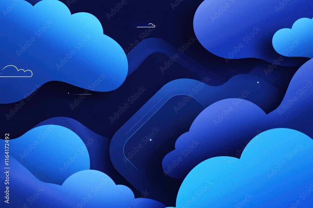 Poster abstract cloud background with gradient blue hues and smooth shapes for design projects