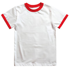PNG Of Retro White Ringer Blank T-shirt With Red Colar Mockup Isolated On Trasparent Background