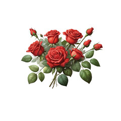 bouquet of red roses on transparent background image
