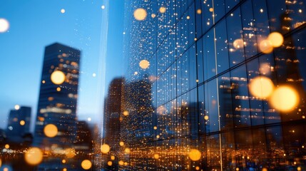 Fototapeta premium Expansive View from a High Rise Office Window at Dusk