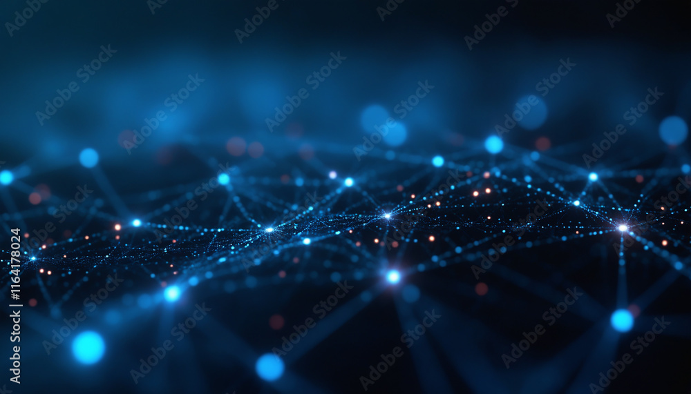 Poster blue network grid with interconnected nodes: a blue network grid with interconnected nodes, symboliz