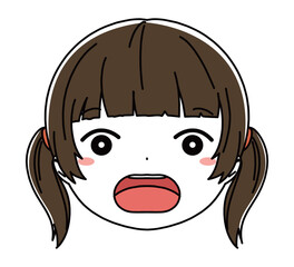 女の子の顔のアイコンイラスト