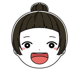女の子の顔のアイコンイラスト