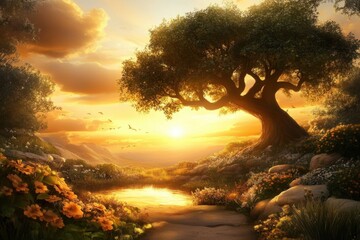 Fototapeta premium The Splendor of Nature in the Garden of Eden