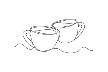 Coffee beverage Concept. Single line draw design vector graphic illustration.