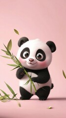 Naklejka premium panda with bamboo