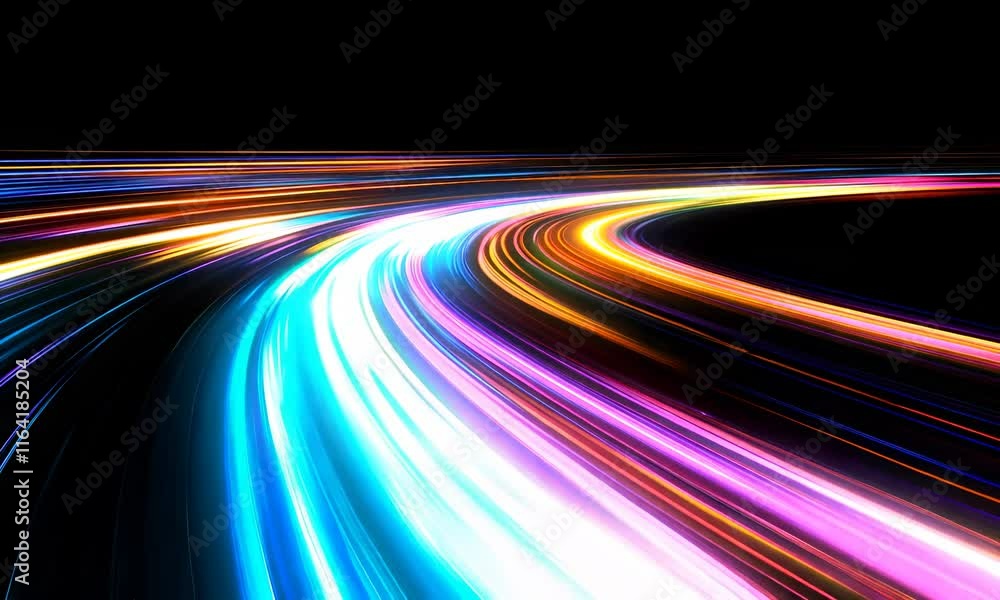 Poster colorful light trails background representing fast and dynamic data transfer in the digital age