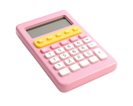 Isolated Pink Calculator with Yellow Accents