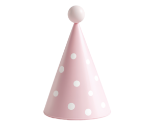 Isolated Pink Party Hat with White Polka Dots