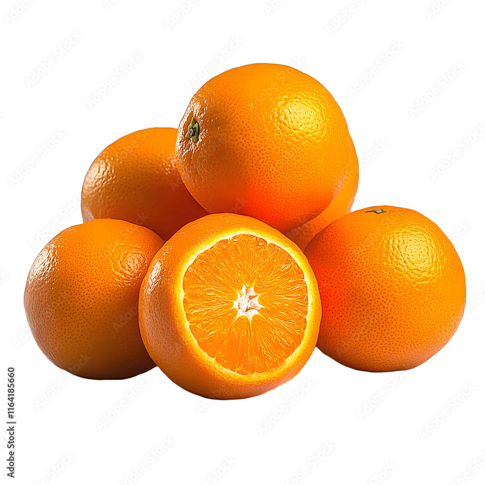 Poster pile of oranges isolated on transparent background. generative ai