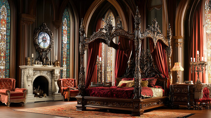 Obraz premium Chambre gothique victorienne somptueuse