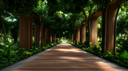 Fototapeta premium several wood constructions, A Modern District County Art Courtyard, Bamboo Forest