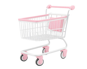 Isolated Pink and White Shopping Cart