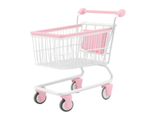 Isolated Pink and White Shopping Cart