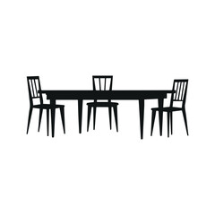 table and chairs silhouette vector on a white background