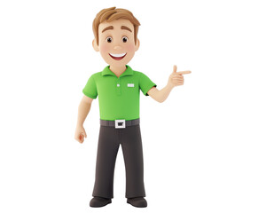 Isolated Cheerful Man Pointing to the Side