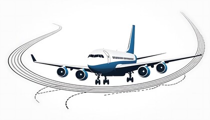Airplane Landing on Runway Following Curved Path