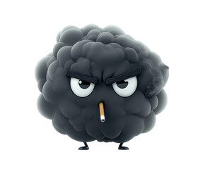 Obraz premium Isolated Angry Black Smoke Character with Cigarette