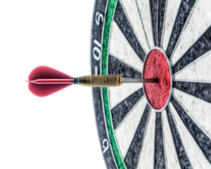 Isolated Red Dart Hitting the Bullseye