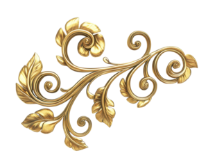 Isolated Gold Ornate Floral Swirl Design