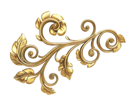 Isolated Gold Ornate Floral Swirl Design