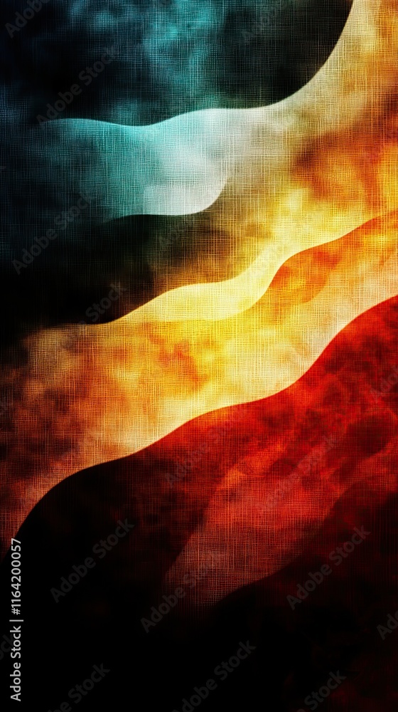 Poster flowing waves of vibrant colors blend seamlessly, creating a dynamic and abstract design that evokes