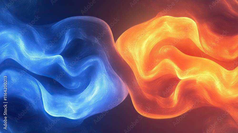 Aufkleber dynamic and colorful patterns twist and flow, blending shades of blue and orange, illustrating the i