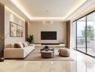 Modern Living Room Interior Design With Neutral Tones