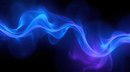 Fototapeta premium Vibrant waves of blue and purple twist and flow seamlessly against a black background, creating a captivating and otherworldly atmosphere in digital artwork