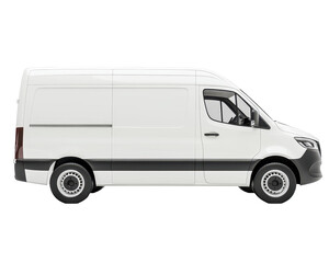Isolated Side View of White Delivery Van