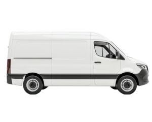 Isolated Side View of White Delivery Van