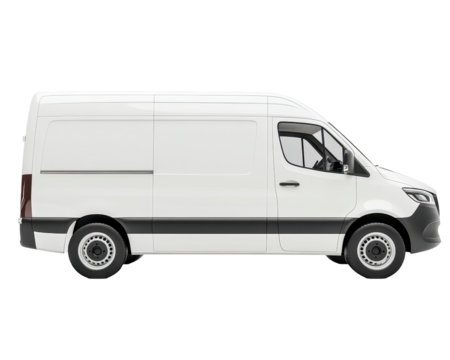Isolated Side View of White Delivery Van