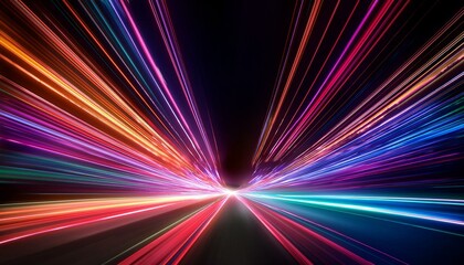 Abstract Neon Light Trails: Speed, Energy, and Convergence