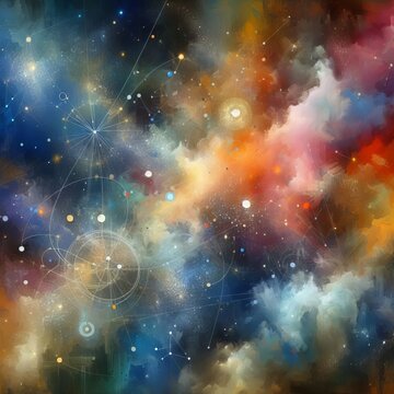 Stellar Constellations A whimsical abstract piece with soft brus