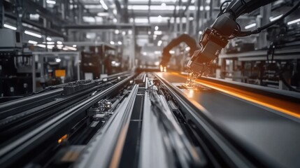 Obraz premium Battery manufacturing assembly line showcasing advanced technology and precision engineering, where skilled workers meticulously assemble components to ensure high-performance energy solutions.