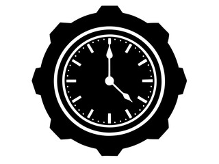 Clock  black silhouette vector, Simple silhouette Design vector icon with white background, Watch Silhouette Design 