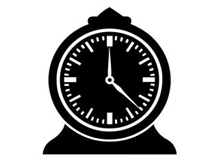 Clock  black silhouette vector, Simple silhouette Design vector icon with white background, Watch Silhouette Design 