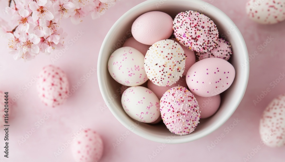 Poster capture the essence of spring with an image of easter, featuring a beautiful display of pastel-color