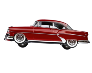 Isolated Vintage Red Car Side View