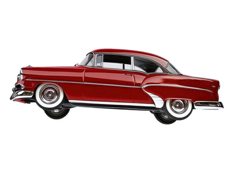 Isolated Vintage Red Car Side View