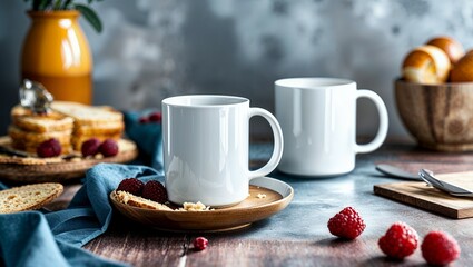 breakfast table mug mockup scene