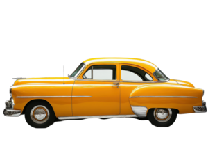 Isolated Yellow Vintage Car Side View