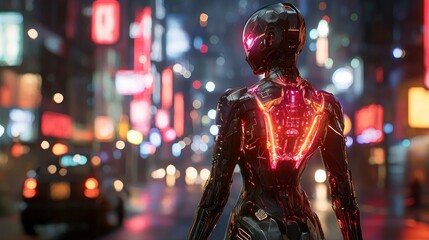 Cyberpunk Cityscape: A Futuristic Robot