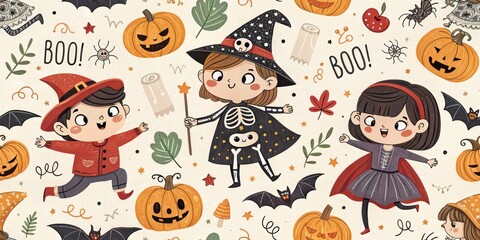 Seamless Pattern Cartoon, Wallpaper, Fabric, Textile.