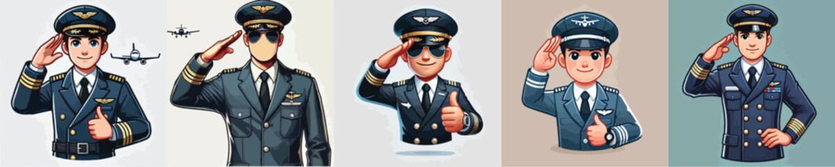 set of vector characters of a pilot saluting © Jefri Syahputra BKL