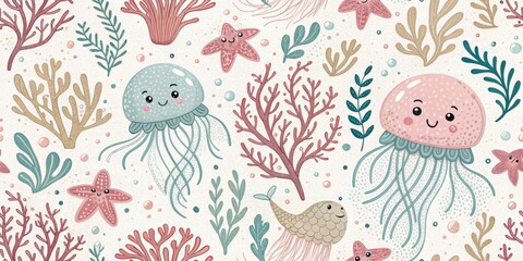 Obraz premium Seamless Pattern Cartoon, Wallpaper, Fabric, Textile.