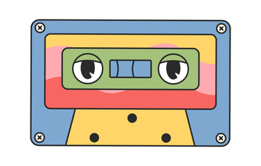 Audio cassette cute groovy mascot
